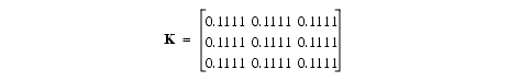 すべての値が 0.1111 の 3 × 3 の行列。