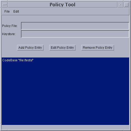 CodeBase が 1 つ表示された「Policy Tool」ウィンドウ