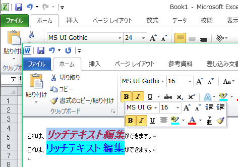 Word2010 に貼り付けた事例です。